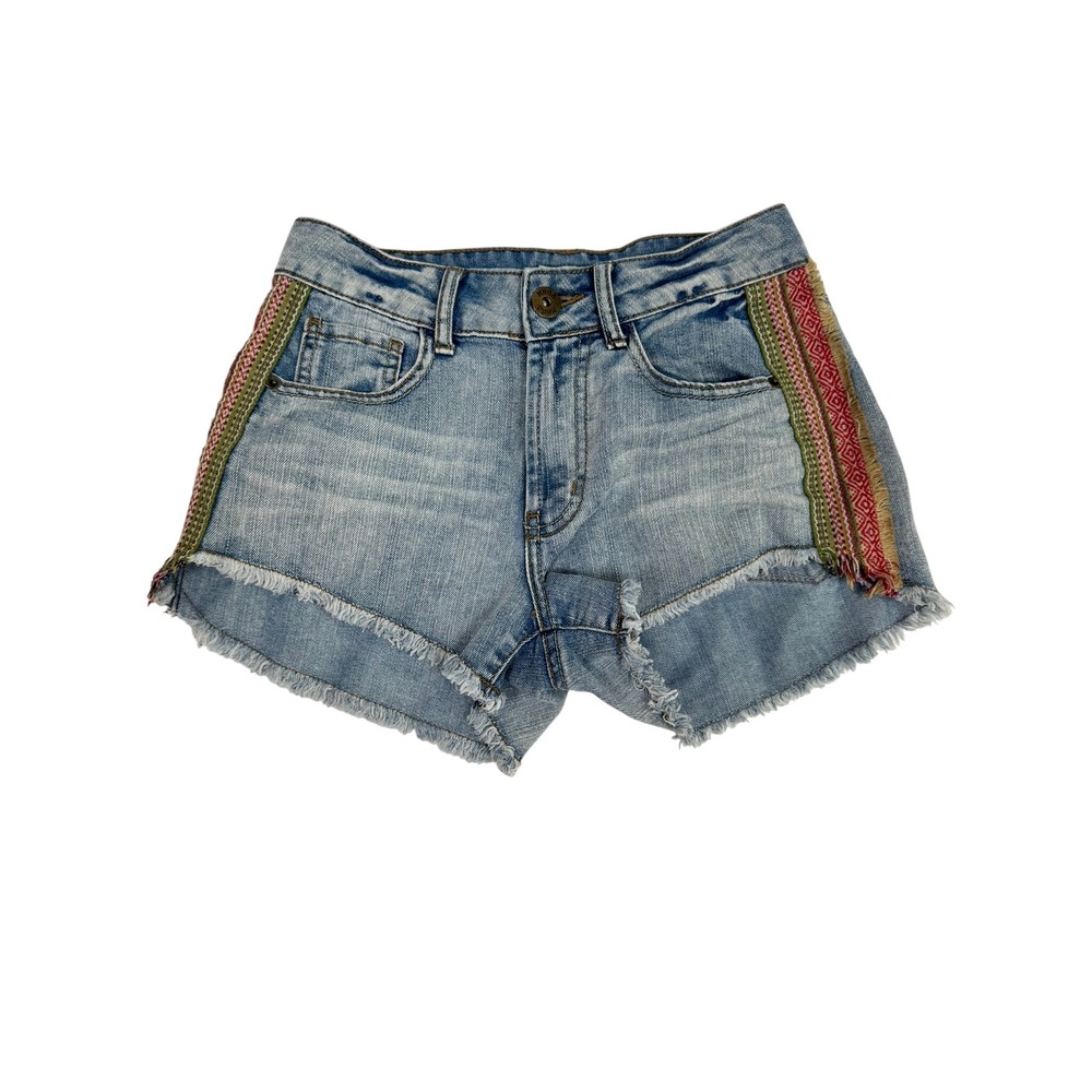 Mudd Vintage 90s Y2K Denim Shorts Light Wash Embroidered Side Stripe Size 5